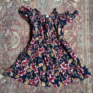Old Navy M (8) Floral Kids Dress in Navy and Pink